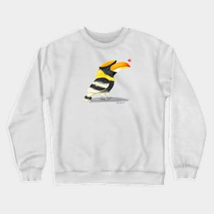 Greater Hornbill bird with a butterfly Crewneck Sweatshirt